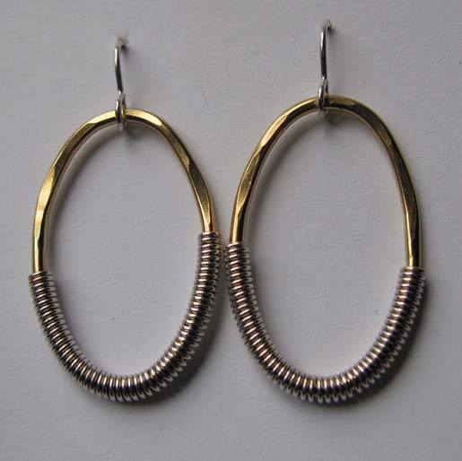 Hammered Wrapped Oval Earrings